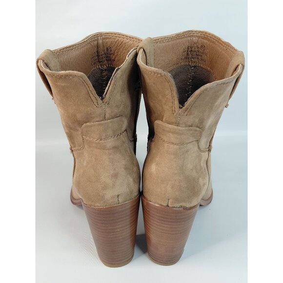 Very G Womens Western Suede Ankle Boots Size 8.5 Tan Block Heel - Picture 9 of 12